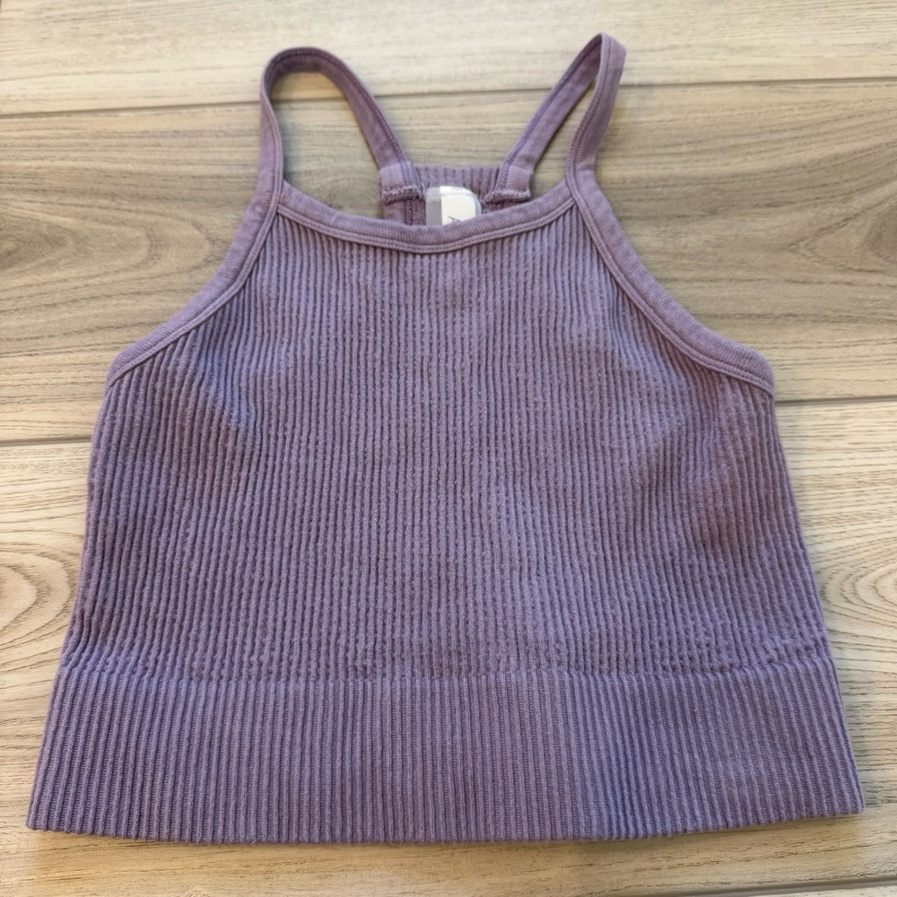 NWOT Altar’d State As Revival Purple Ribbed Cropped Tank Top